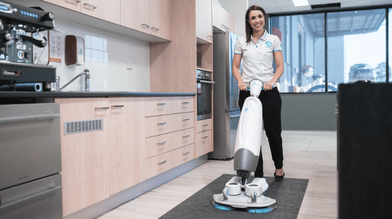 Efficient cleaning with imop scrubber dryer